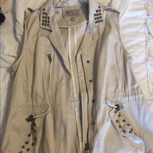 Cream Canvas Military Vest